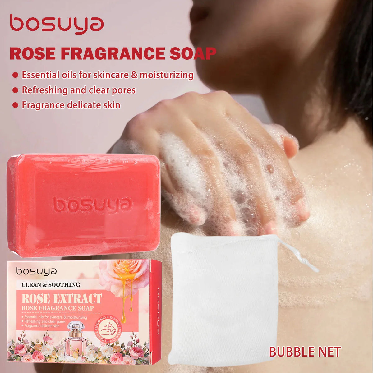 Rose Scented Handmade Soap, Pleasant Fragrance, Refreshing and Non Greasy, Cleanses the Skin, Multi-Purpose Soap