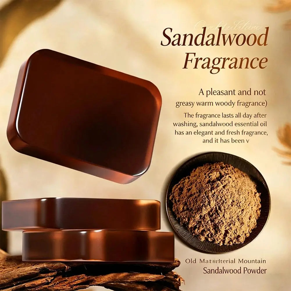 1/3/5pcs Men's Sandalwood Handmade Soap, three-in-one, Moisturizing Cleansing Soap cleanses face, hair, bathes the whole body