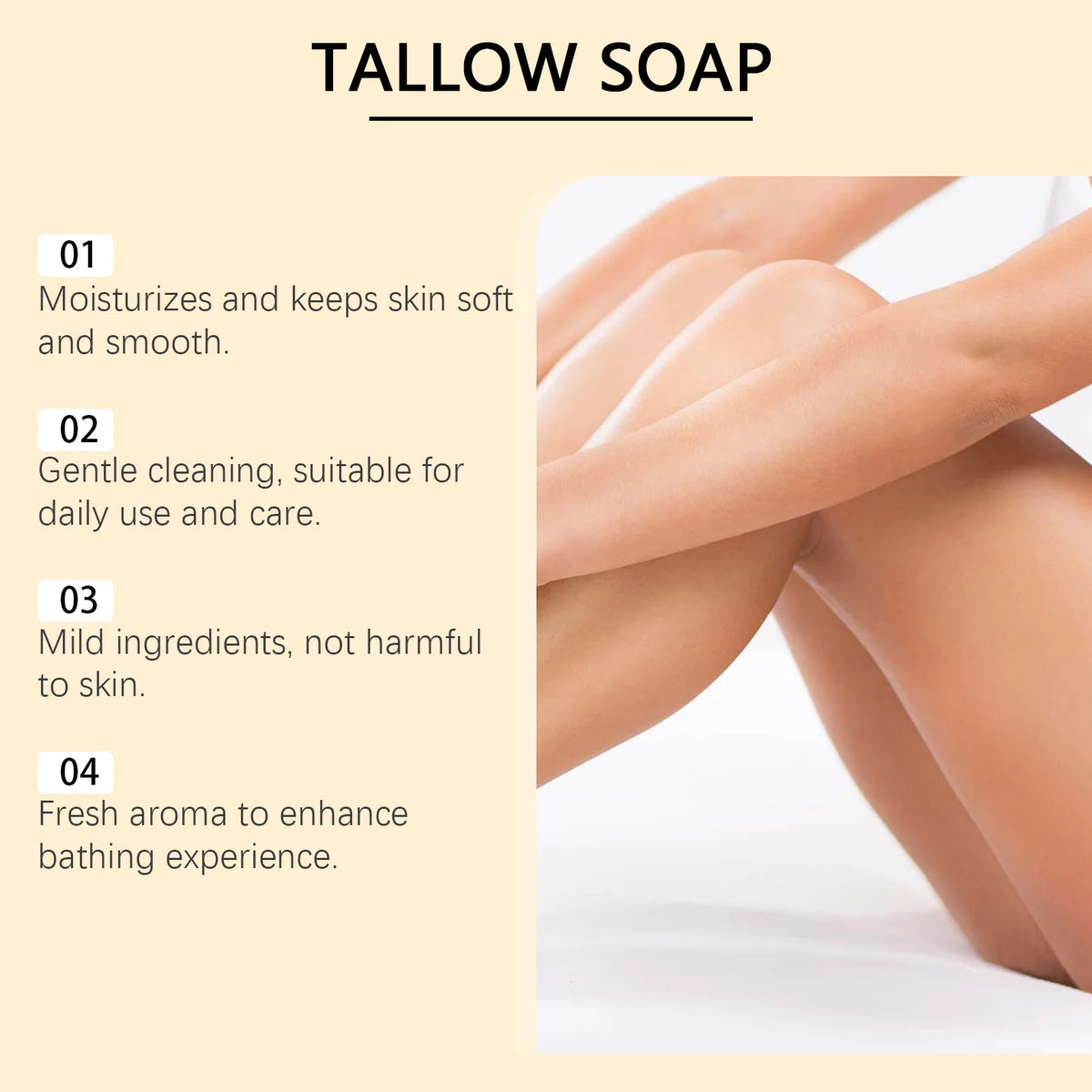 Natural Beef Tallow Handmade Soap Bar Deep Clean Hydrating Nourishing Skin Repair Gentle Bath Facial Soap For All Skin Types