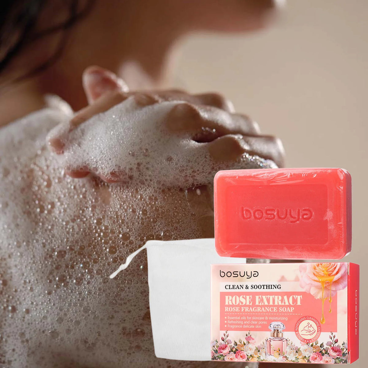 Rose Scented Handmade Soap, Pleasant Fragrance, Refreshing and Non Greasy, Cleanses the Skin, Multi-Purpose Soap