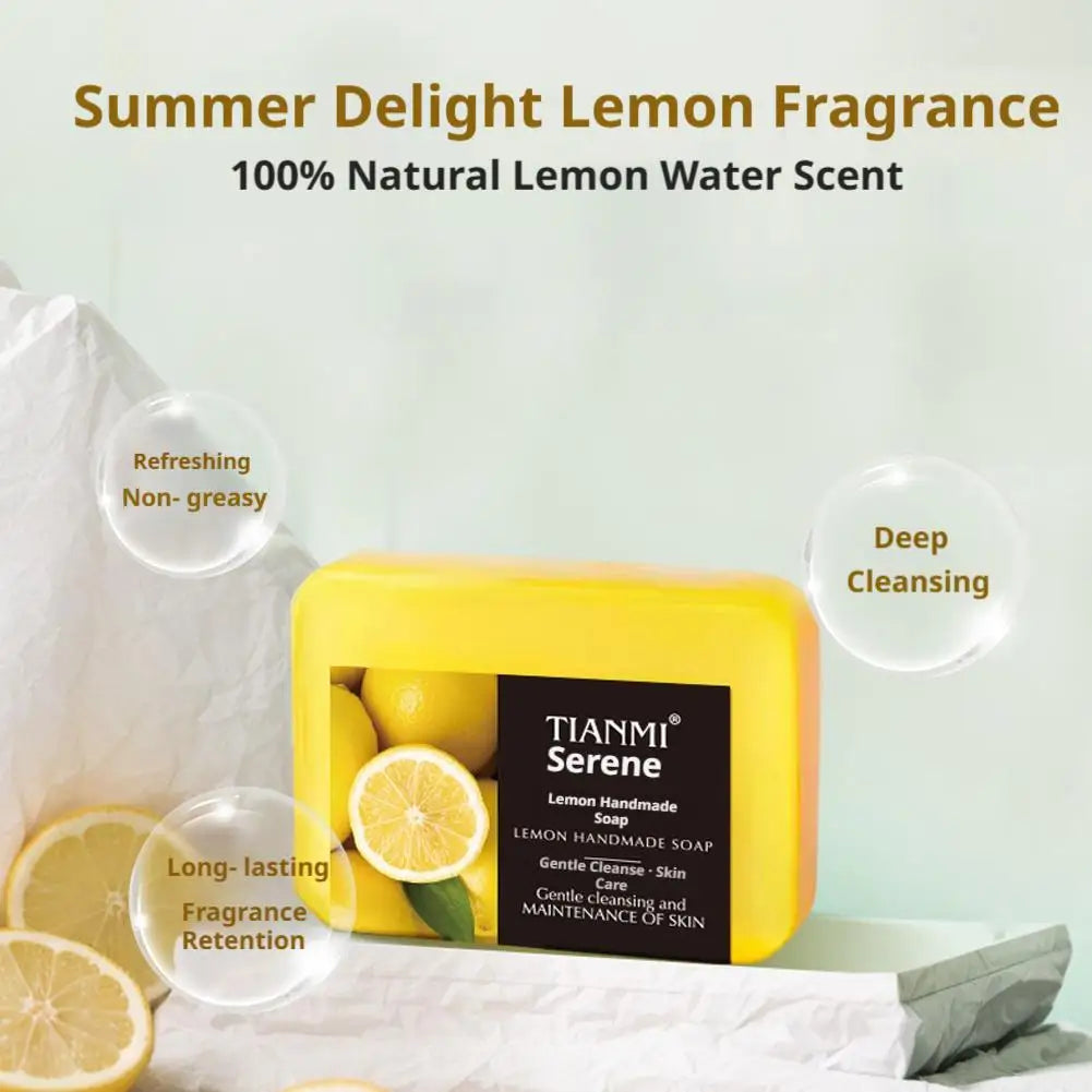 1/2PCS Lemon Handmade Soap, Moisturizing and Cleaning, Suitable for All Skin Types, Can Be Used by Both Men and Women Skin Care