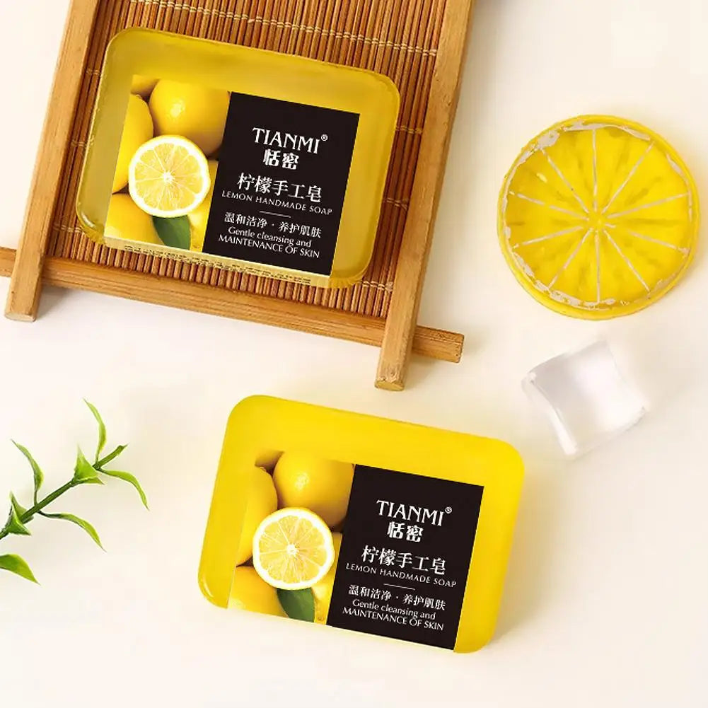 1/2PCS Lemon Handmade Soap, Moisturizing and Cleaning, Suitable for All Skin Types, Can Be Used by Both Men and Women Skin Care