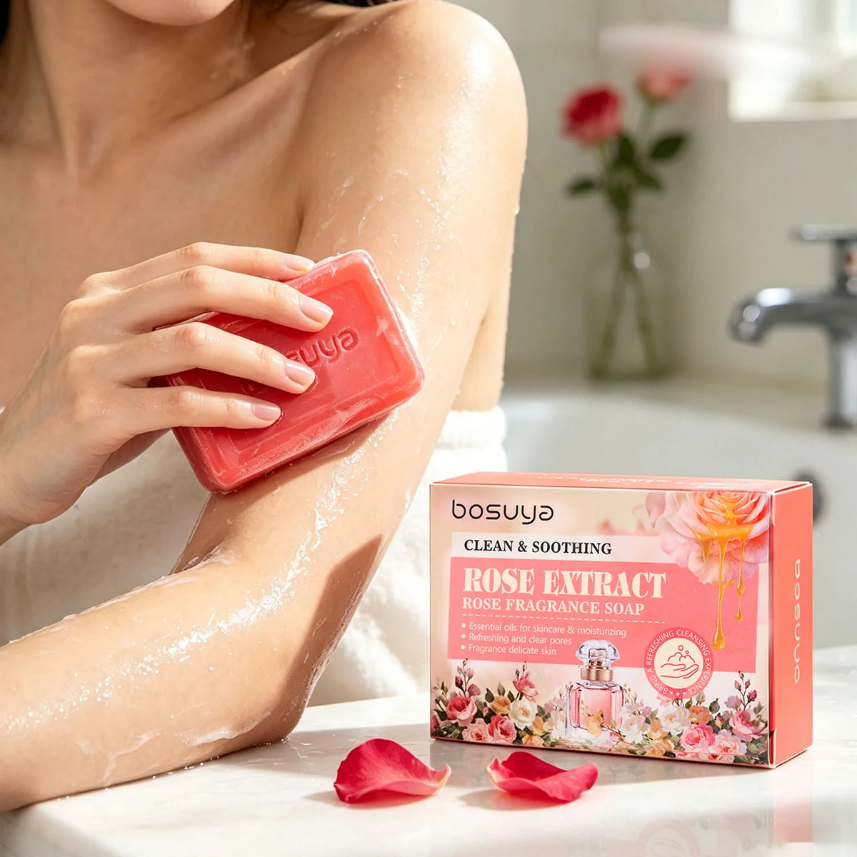 Rose Scented Handmade Soap, Pleasant Fragrance, Refreshing and Non Greasy, Cleanses the Skin, Multi-Purpose Soap