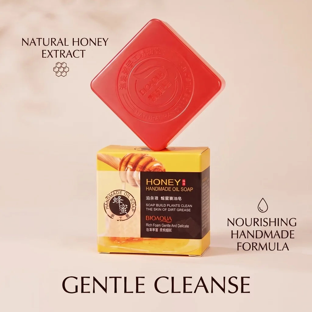 Honey Handmade Oil Soap Plant‑Based Oils Foam Gentle Deep Clean Nourishing Moisture Lock Face Body Cleansing Soap for Daily Care