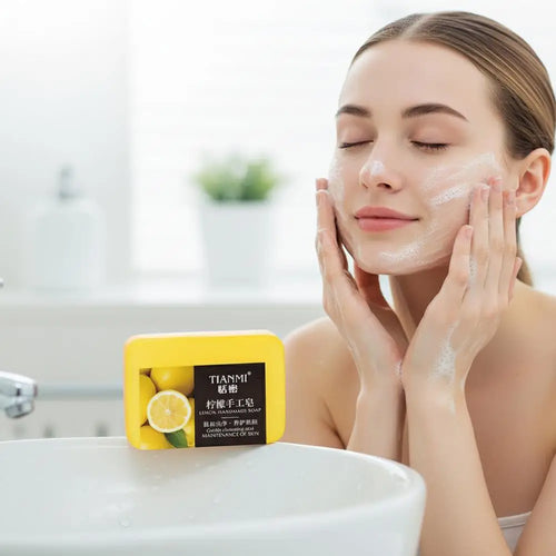 1/2PCS Lemon Handmade Soap, Moisturizing and Cleaning, Suitable for All Skin Types, Can Be Used by Both Men and Women Skin Care