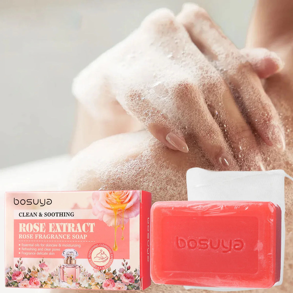 Rose Scented Handmade Soap, Pleasant Fragrance, Refreshing and Non Greasy, Cleanses the Skin, Multi-Purpose Soap