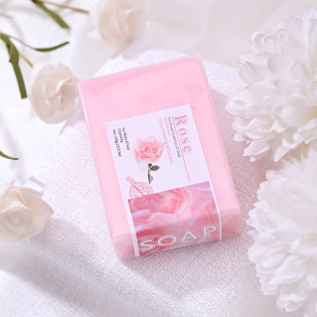 100g Hot Selling Products Rose Oil Handmade Glycerin Soap Bar Body Face Soap Deep Cleans Whitening Soap with Lavender