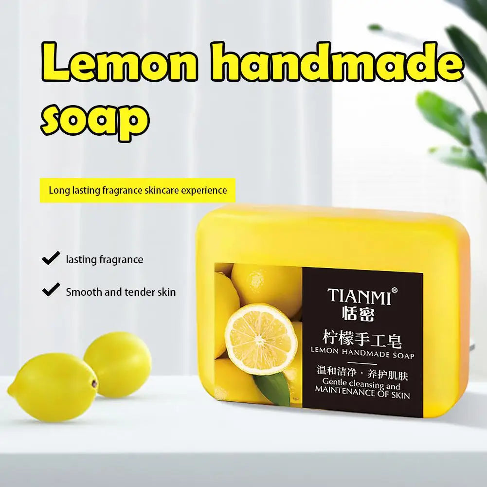 1/2PCS Lemon Handmade Soap, Moisturizing and Cleaning, Suitable for All Skin Types, Can Be Used by Both Men and Women Skin Care