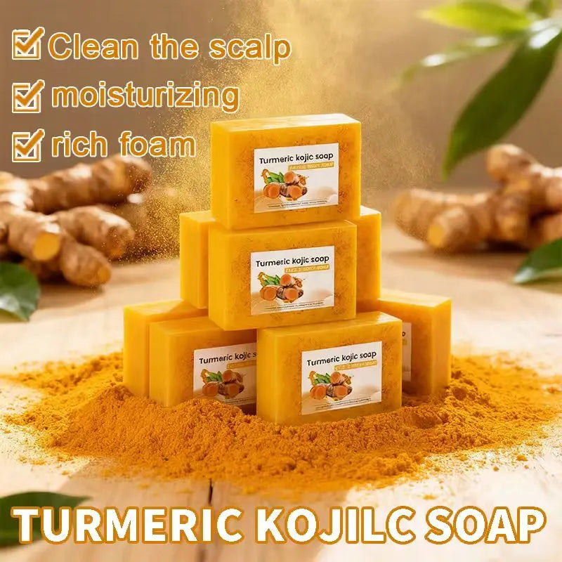 8Psc set Turmeric Lemon Koji Acid Soap, Family Soap, Three-in-One Effect, Gentle Cleansing and Makeup