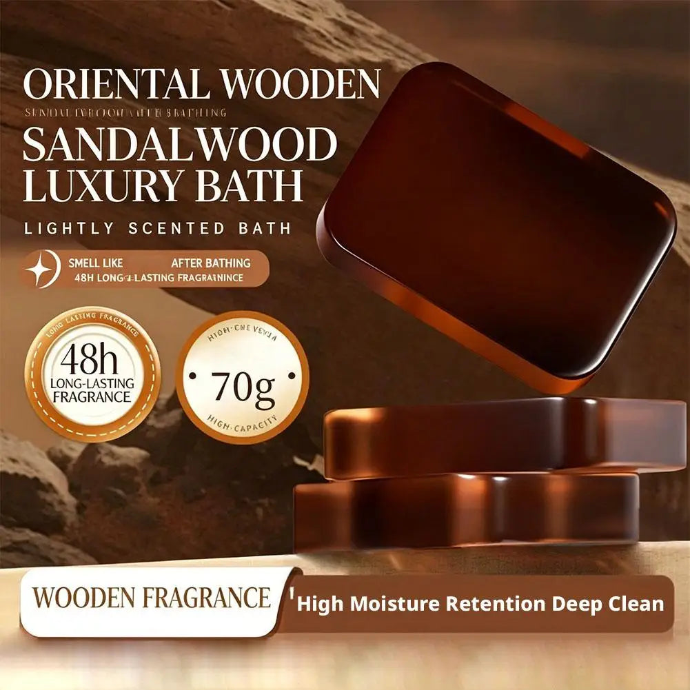 1/3/5pcs Men's Sandalwood Handmade Soap, three-in-one, Moisturizing Cleansing Soap cleanses face, hair, bathes the whole body