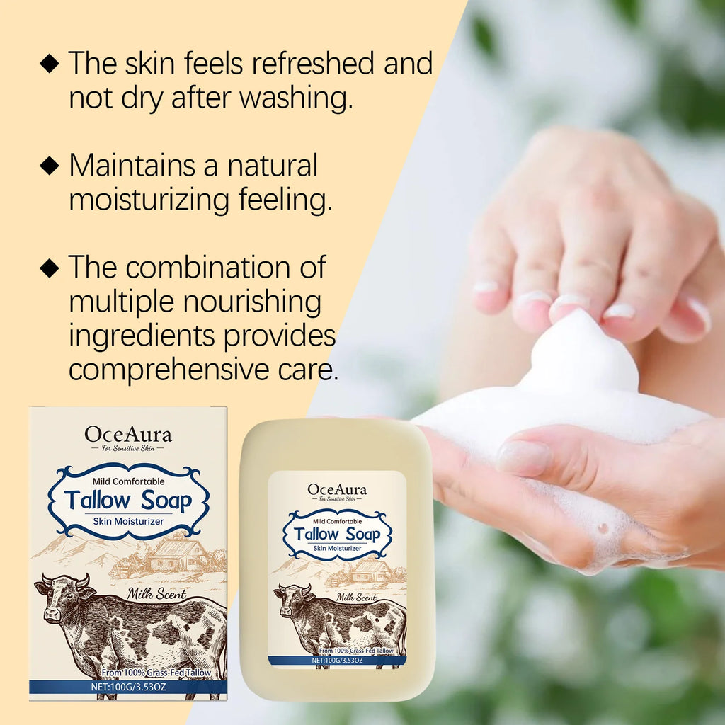 Natural Beef Tallow Handmade Soap Bar Deep Clean Hydrating Nourishing Skin Repair Gentle Bath Facial Soap For All Skin Types