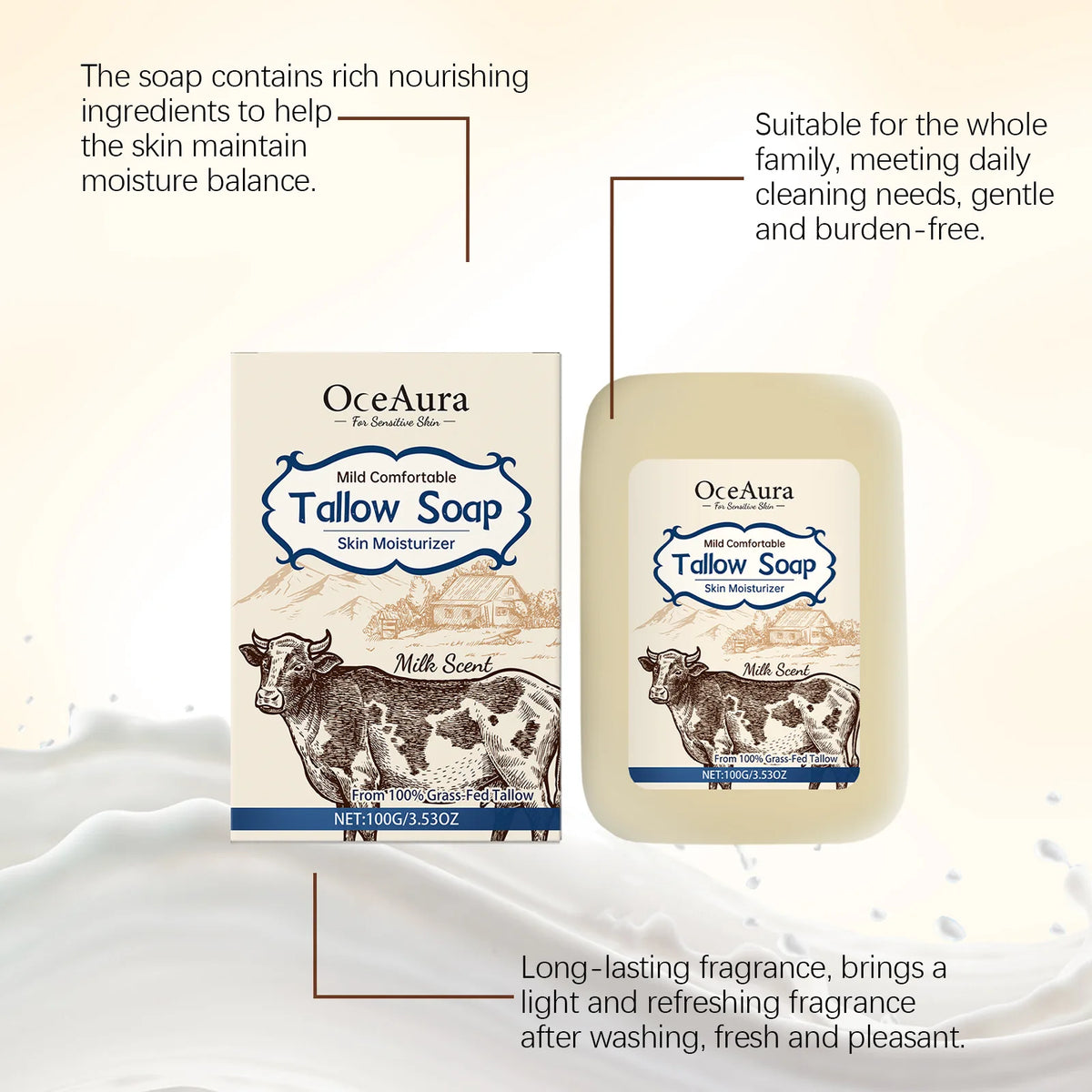 Natural Beef Tallow Handmade Soap Bar Deep Clean Hydrating Nourishing Skin Repair Gentle Bath Facial Soap For All Skin Types